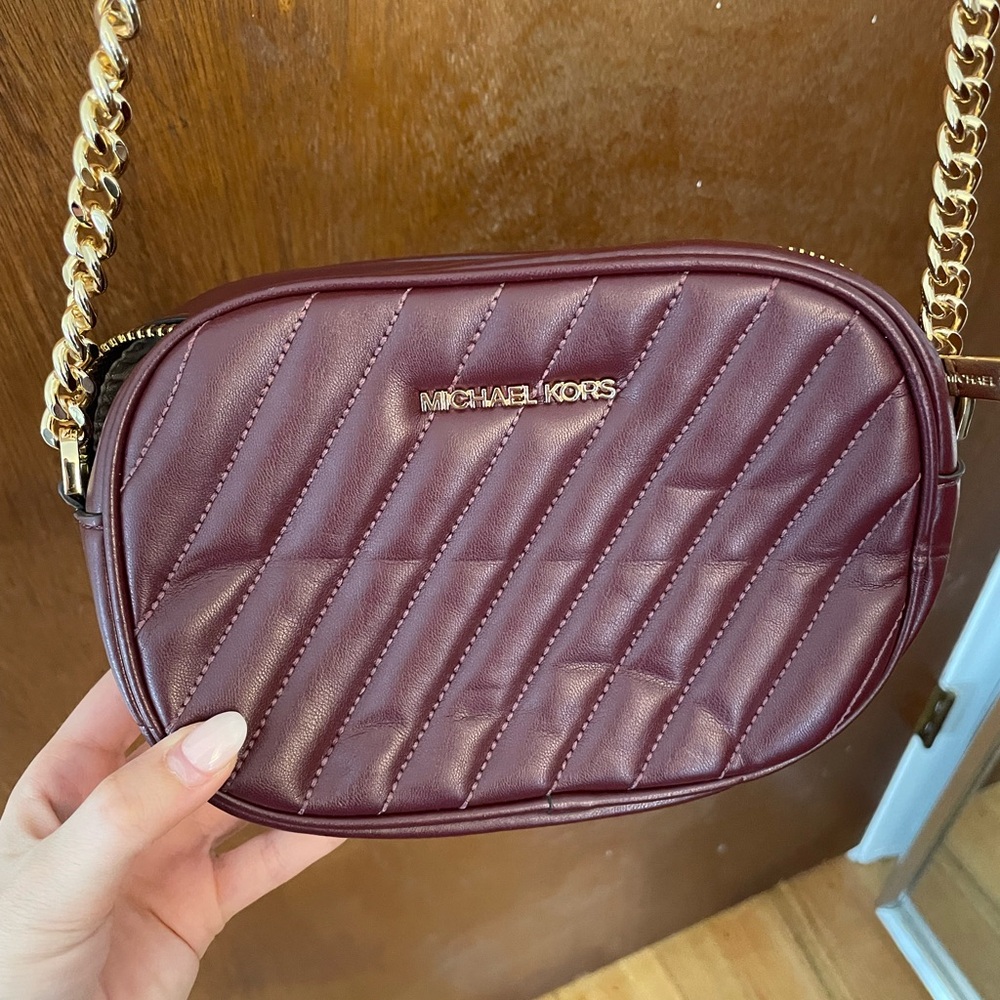 Michael Kors Wine Quilted Crossbody Bag